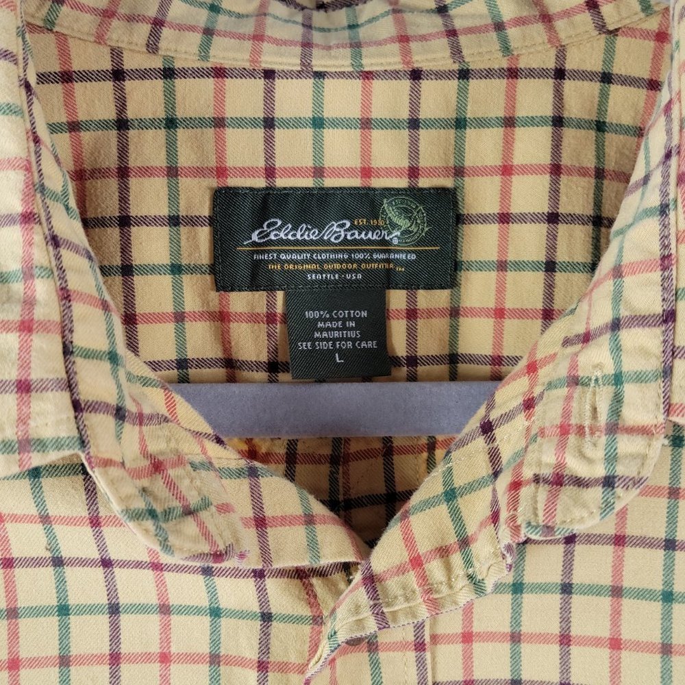 EDDIE BAUER MEN'S Plaid Button-Down Shirt mustard Size Large - Picture 5 of 7